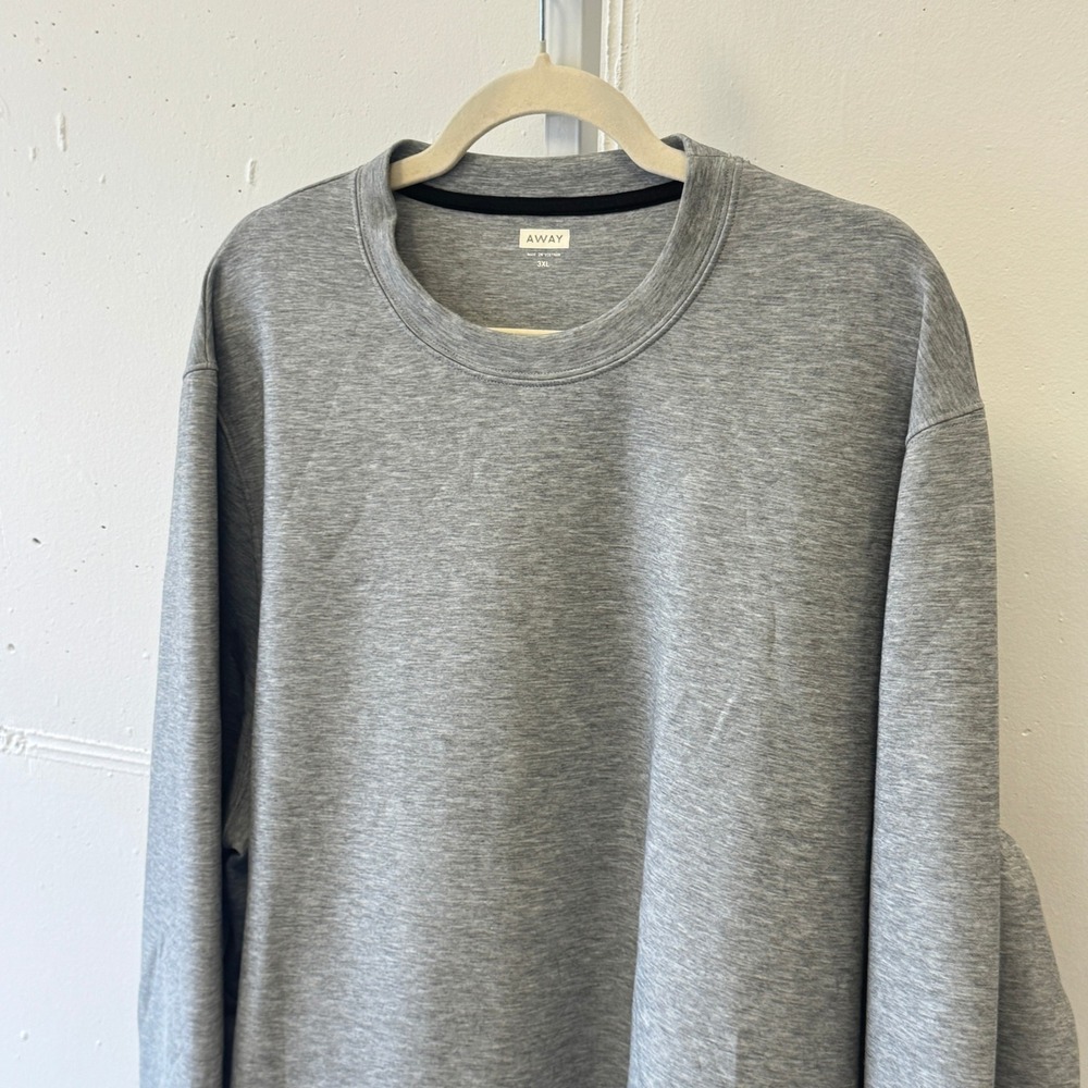 Away Travel Men's 3XL Heather Grey Crewneck Sweatshirt Zipper Pocket Athleisure - Picture 4 of 11